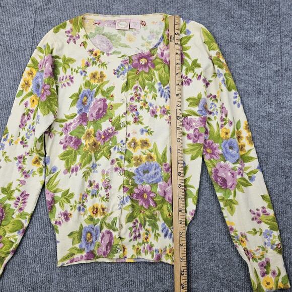 Parfait Cardigan Sweater Womens Medium Floral Embroidered Beaded Cottage Garden - Picture 4 of 8